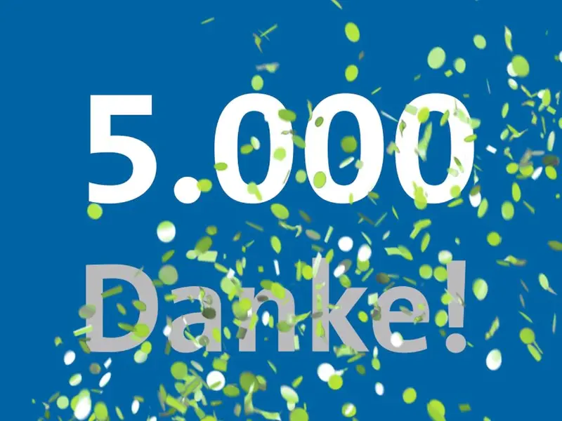 Zahl 5000, Danke, Konfetti, Follower Instagram 